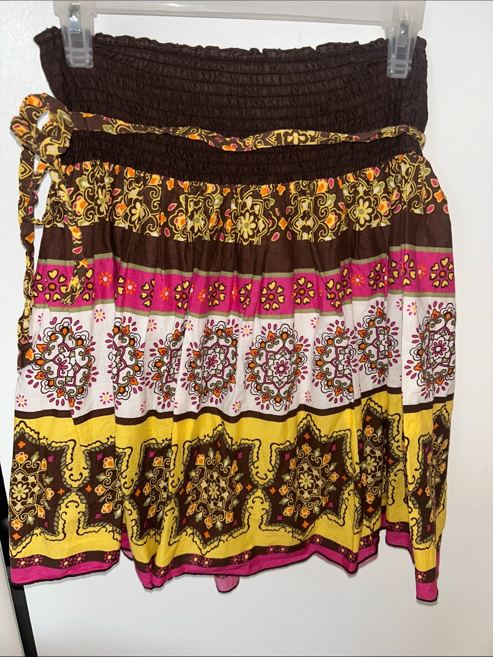 Colorful Y2K Printed Boho-Style Smocked Waist Cotton Layered Skirt